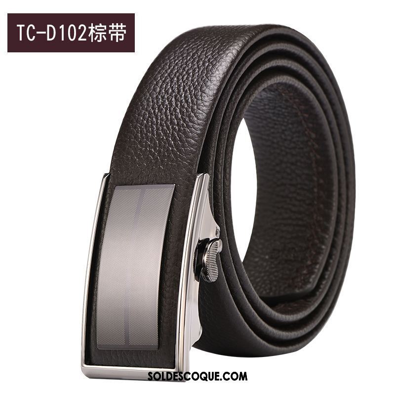 Ceinture Homme Entreprise Noir Boucle Automatique Cuir De Vache Cuir Véritable France