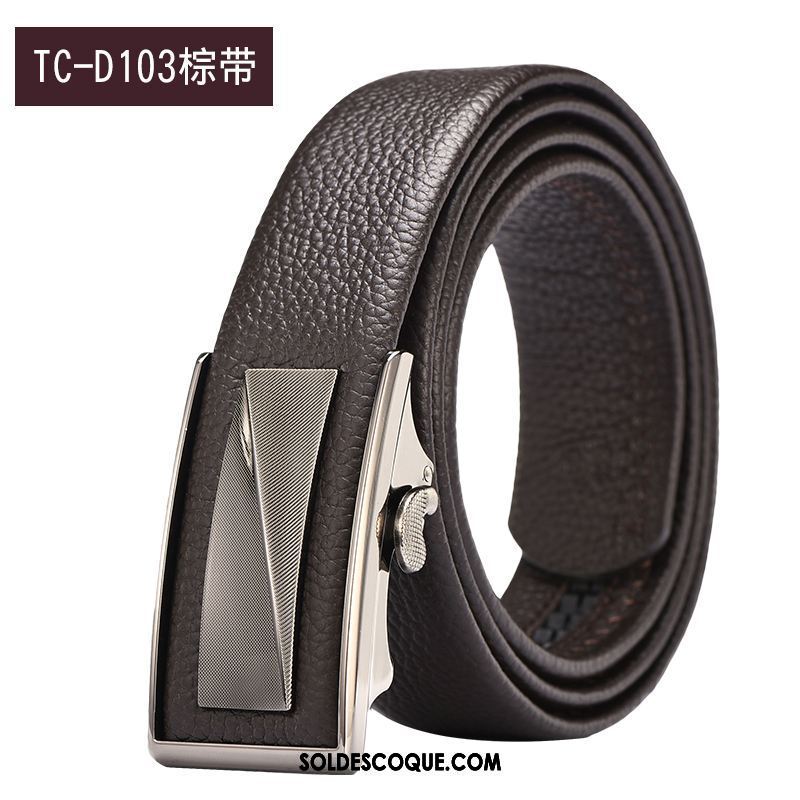 Ceinture Homme Entreprise Noir Boucle Automatique Cuir De Vache Cuir Véritable France