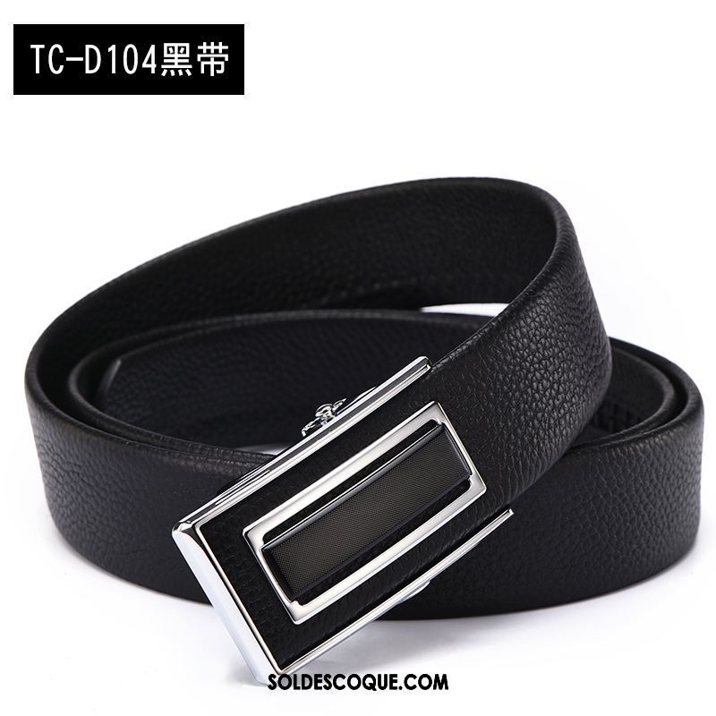 Ceinture Homme Entreprise Noir Boucle Automatique Cuir De Vache Cuir Véritable France