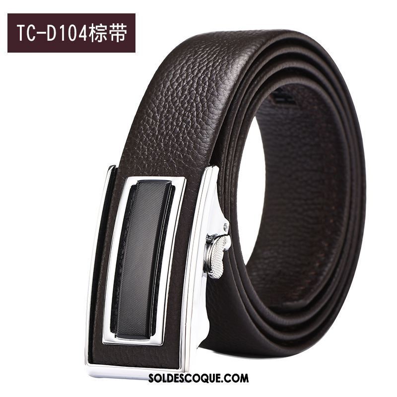 Ceinture Homme Entreprise Noir Boucle Automatique Cuir De Vache Cuir Véritable France