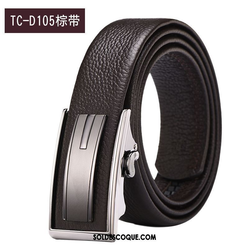 Ceinture Homme Entreprise Noir Boucle Automatique Cuir De Vache Cuir Véritable France