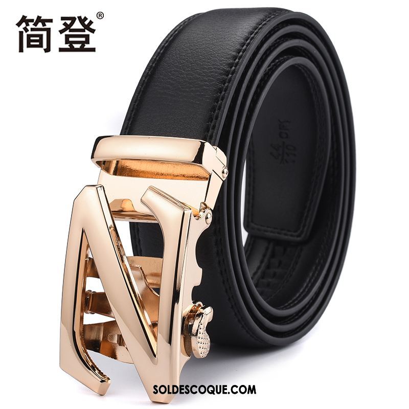 Ceinture Homme Entreprise Simple Noir Boucle Automatique Jeunesse Pas Cher