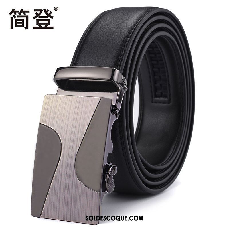 Ceinture Homme Entreprise Simple Noir Boucle Automatique Jeunesse Pas Cher