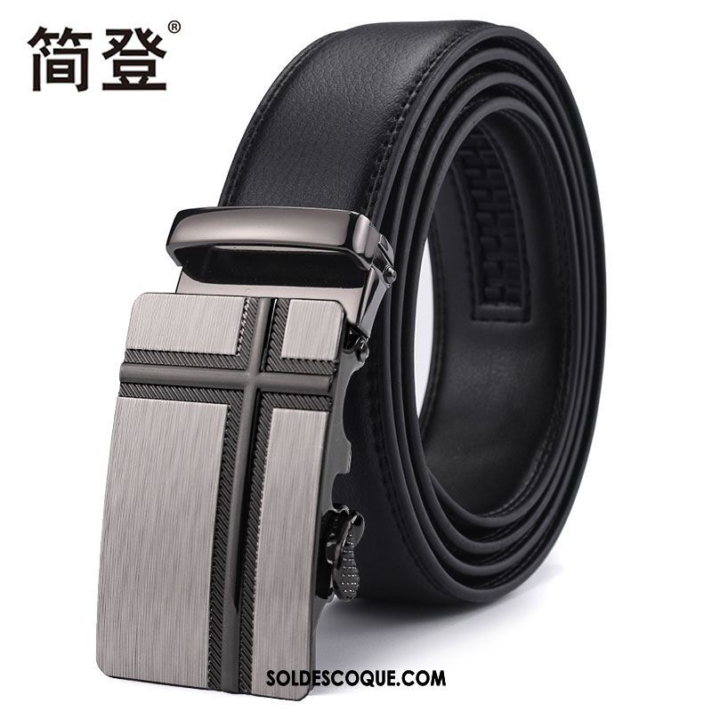 Ceinture Homme Entreprise Simple Noir Boucle Automatique Jeunesse Pas Cher