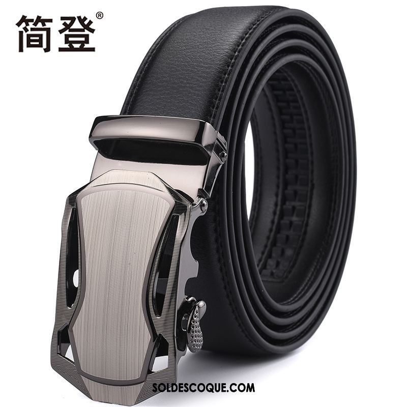 Ceinture Homme Entreprise Simple Noir Boucle Automatique Jeunesse Pas Cher