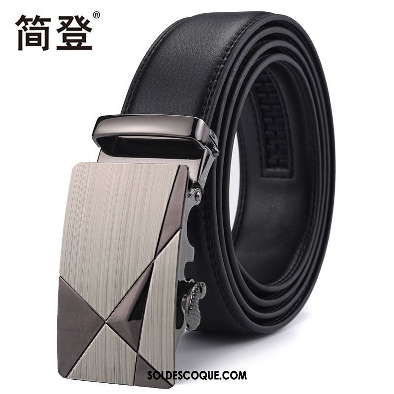 Ceinture Homme Entreprise Simple Noir Boucle Automatique Jeunesse Pas Cher