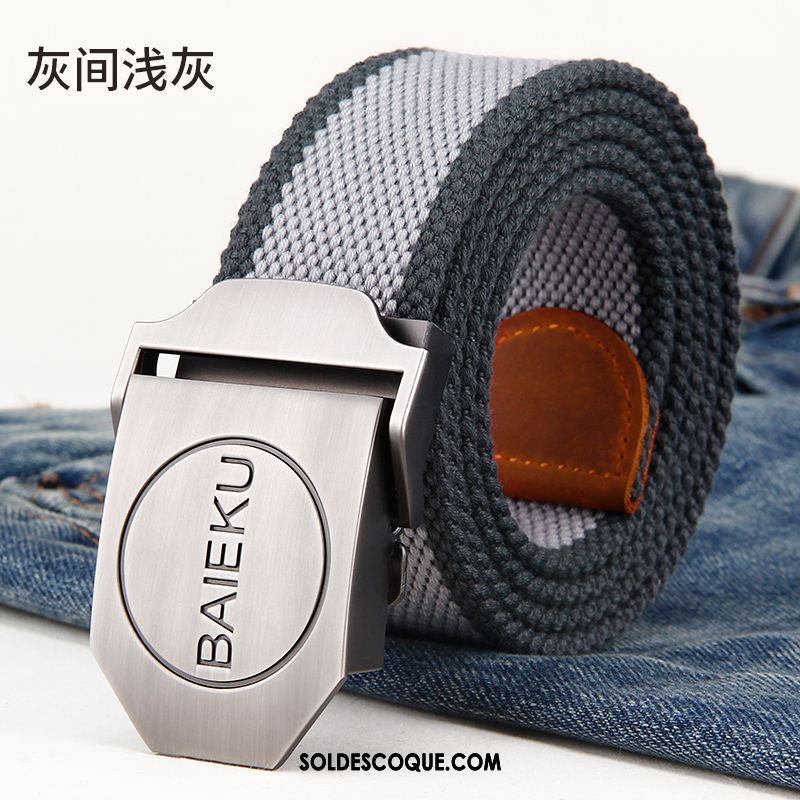 Ceinture Homme Gris Loisir Boucle Automatique Lisse Jeunesse En Ligne