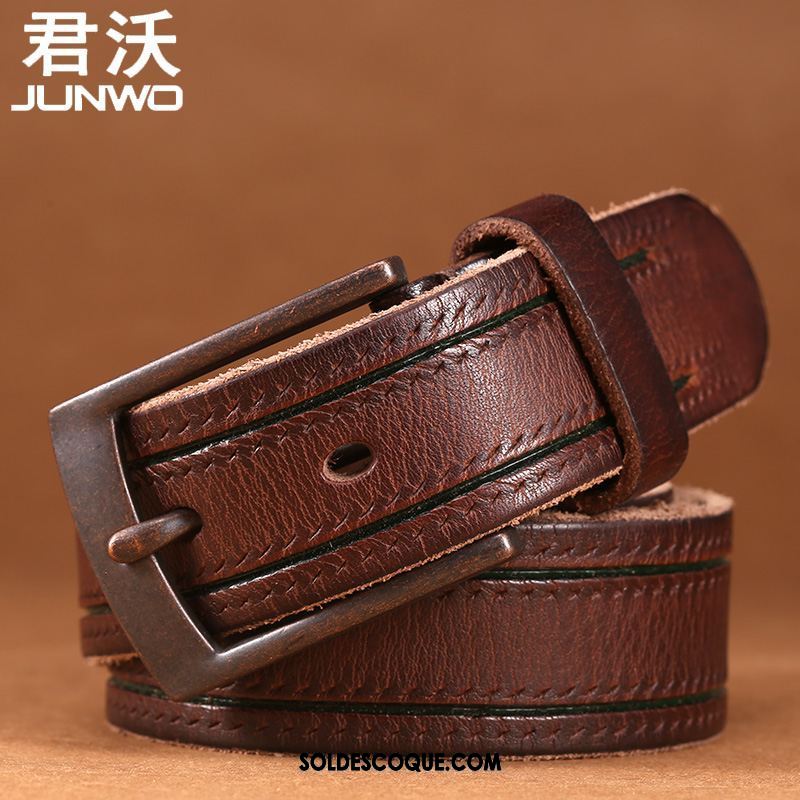 Ceinture Homme Jeans Cuir Véritable Détresse Manuel Rétro En Ligne