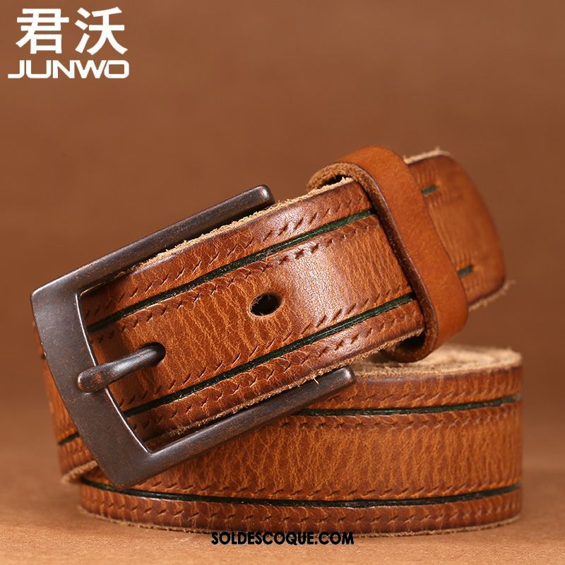 Ceinture Homme Jeans Cuir Véritable Détresse Manuel Rétro En Ligne