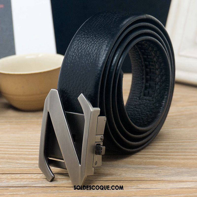 Ceinture Homme Jeunesse Cuir Véritable Couche De Tête Boucle Automatique Cuir De Vache France