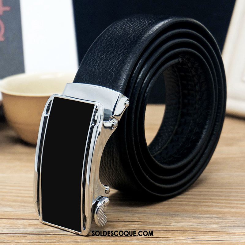 Ceinture Homme Jeunesse Cuir Véritable Couche De Tête Boucle Automatique Cuir De Vache France