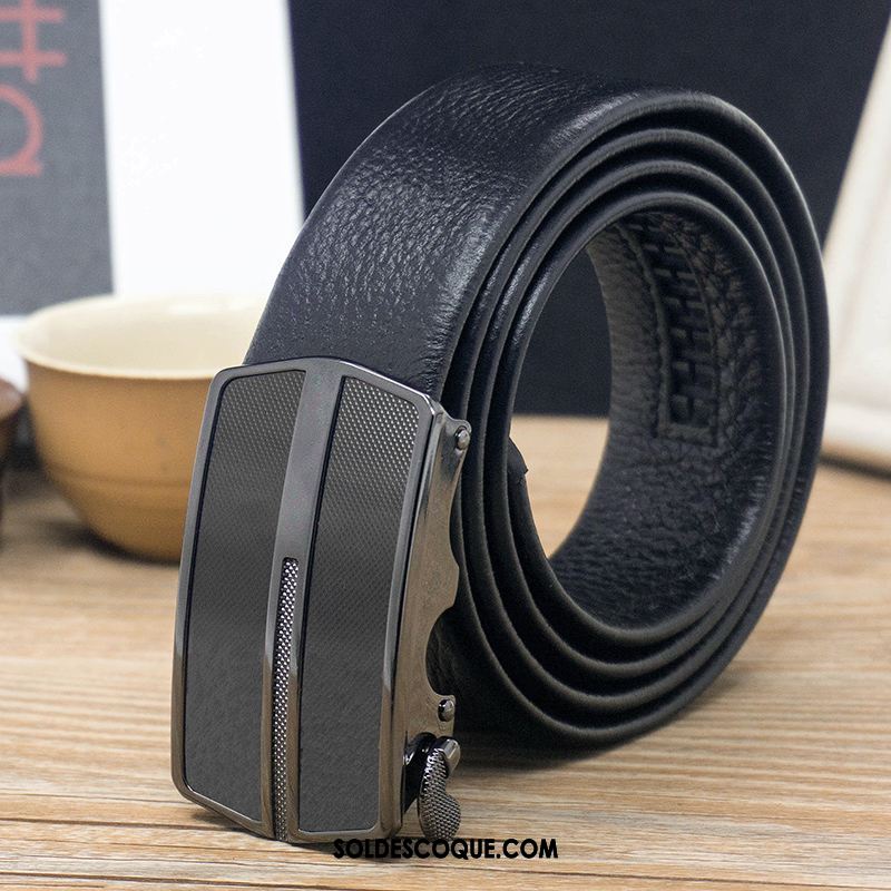 Ceinture Homme Jeunesse Cuir Véritable Couche De Tête Boucle Automatique Cuir De Vache France