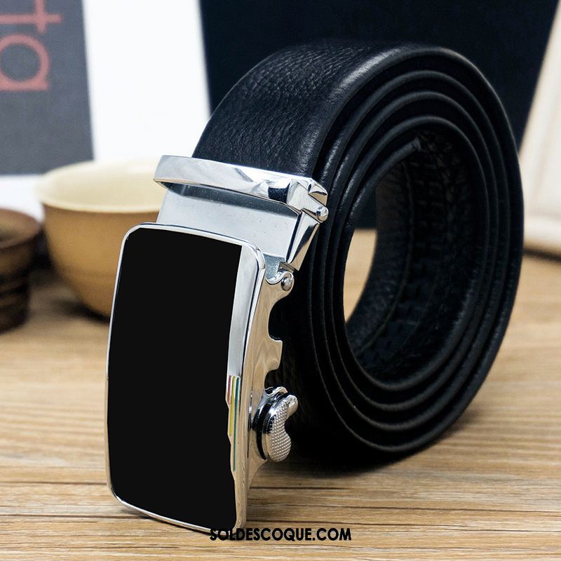 Ceinture Homme Jeunesse Cuir Véritable Couche De Tête Boucle Automatique Cuir De Vache France