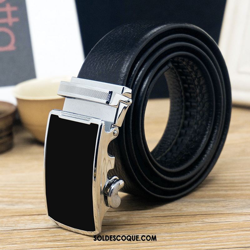 Ceinture Homme Jeunesse Cuir Véritable Couche De Tête Boucle Automatique Cuir De Vache France