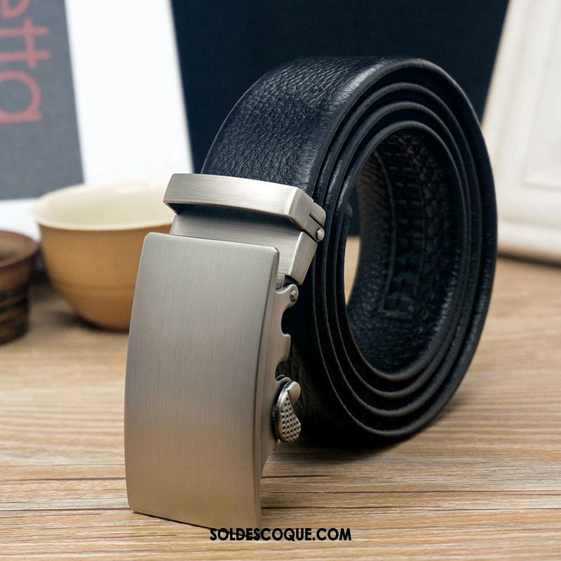 Ceinture Homme Jeunesse Cuir Véritable Couche De Tête Boucle Automatique Cuir De Vache France