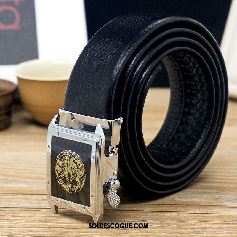 Ceinture Homme Jeunesse Cuir Véritable Couche De Tête Boucle Automatique Cuir De Vache France