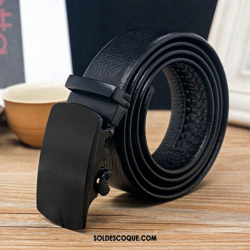 Ceinture Homme Jeunesse Cuir Véritable Couche De Tête Boucle Automatique Cuir De Vache France