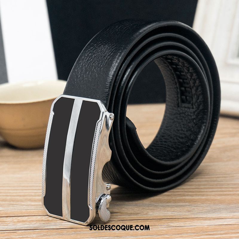 Ceinture Homme Jeunesse Cuir Véritable Couche De Tête Boucle Automatique Cuir De Vache France