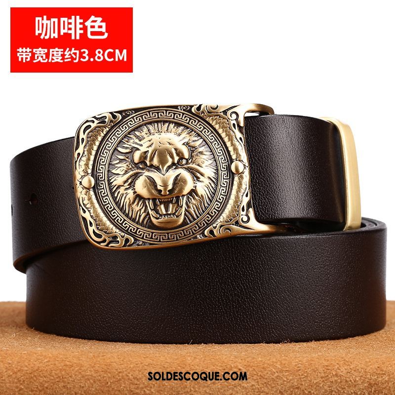 Ceinture Homme Jeunesse Cuir Véritable Tendance Jaune Couche De Tête Pas Cher