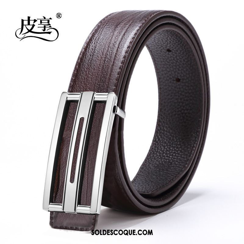 Ceinture Homme Lisse Tendance Marine Cuir Véritable Loisir En Vente