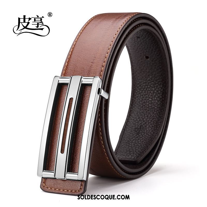 Ceinture Homme Lisse Tendance Marine Cuir Véritable Loisir En Vente