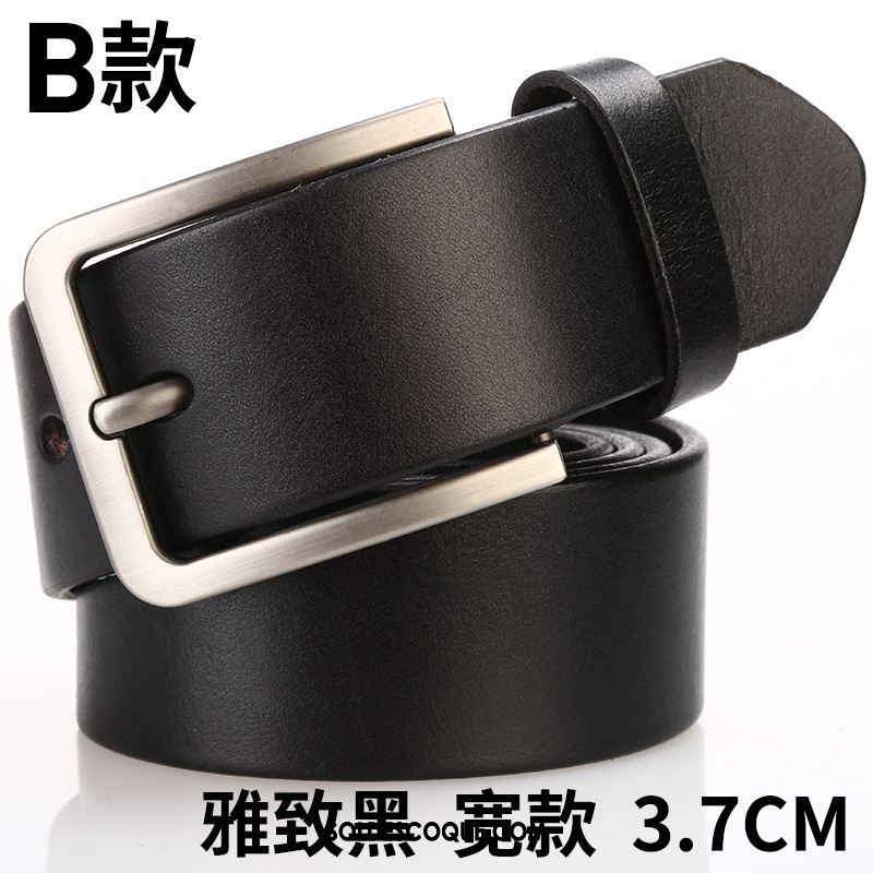 Ceinture Homme Loisir Jeans Étroit Couche De Tête Cuir Véritable Pas Cher