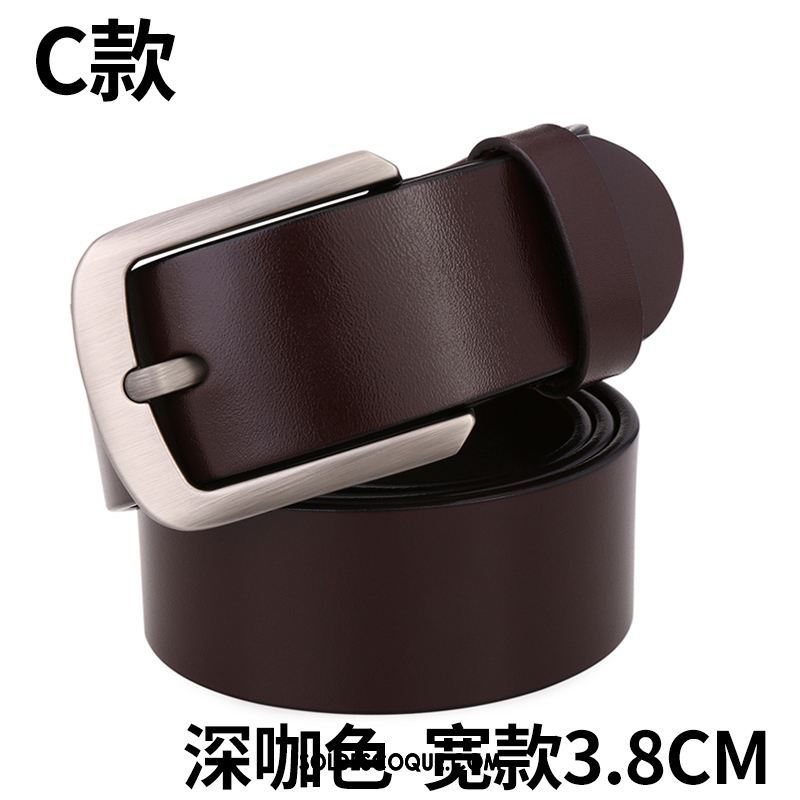 Ceinture Homme Loisir Jeans Étroit Couche De Tête Cuir Véritable Pas Cher