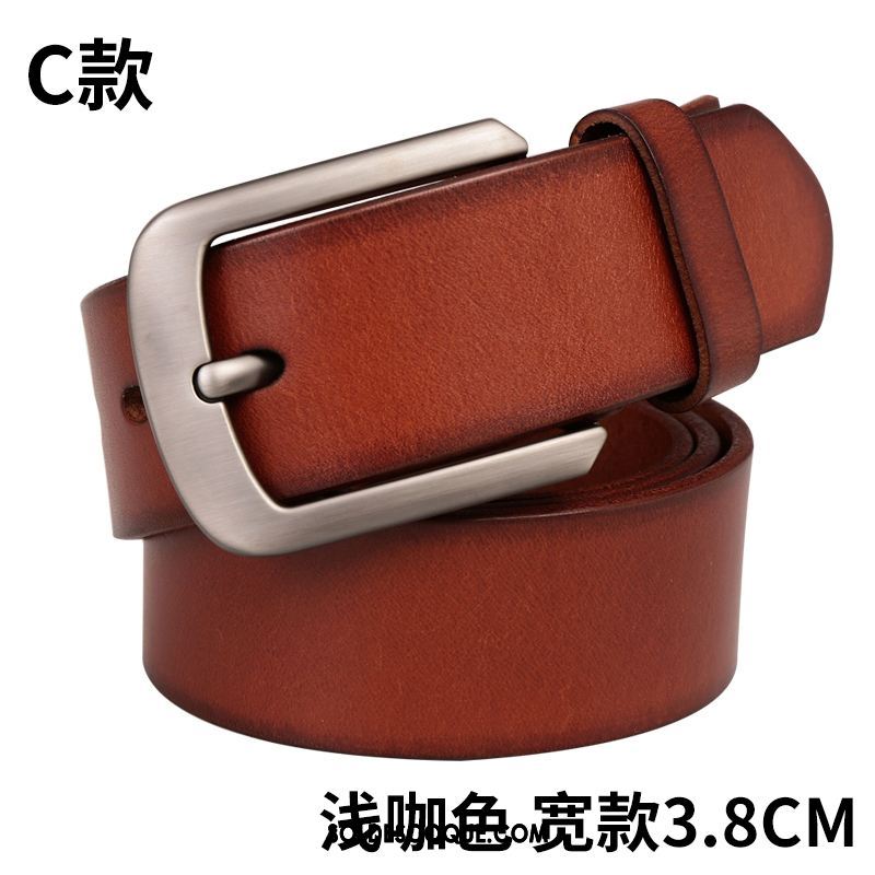 Ceinture Homme Loisir Jeans Étroit Couche De Tête Cuir Véritable Pas Cher