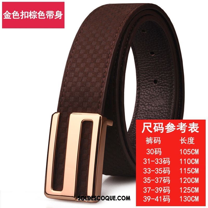 Ceinture Homme Loisir Lettre Entreprise Cuir De Vache Noir Soldes