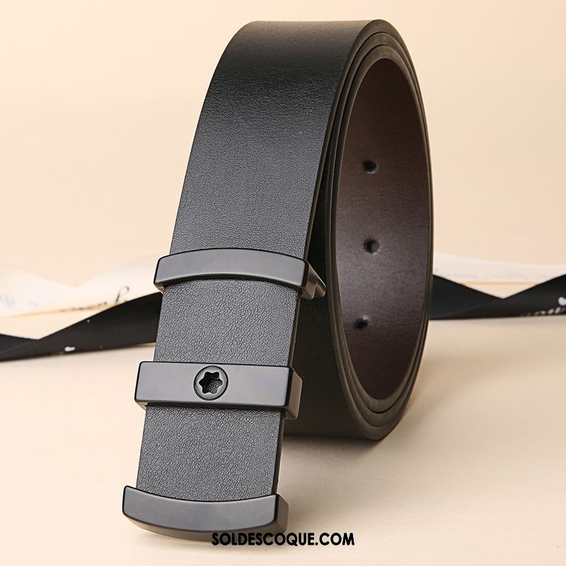 Ceinture Homme Noir Cuir Véritable Étudiant Jeunesse Tendance Pas Cher