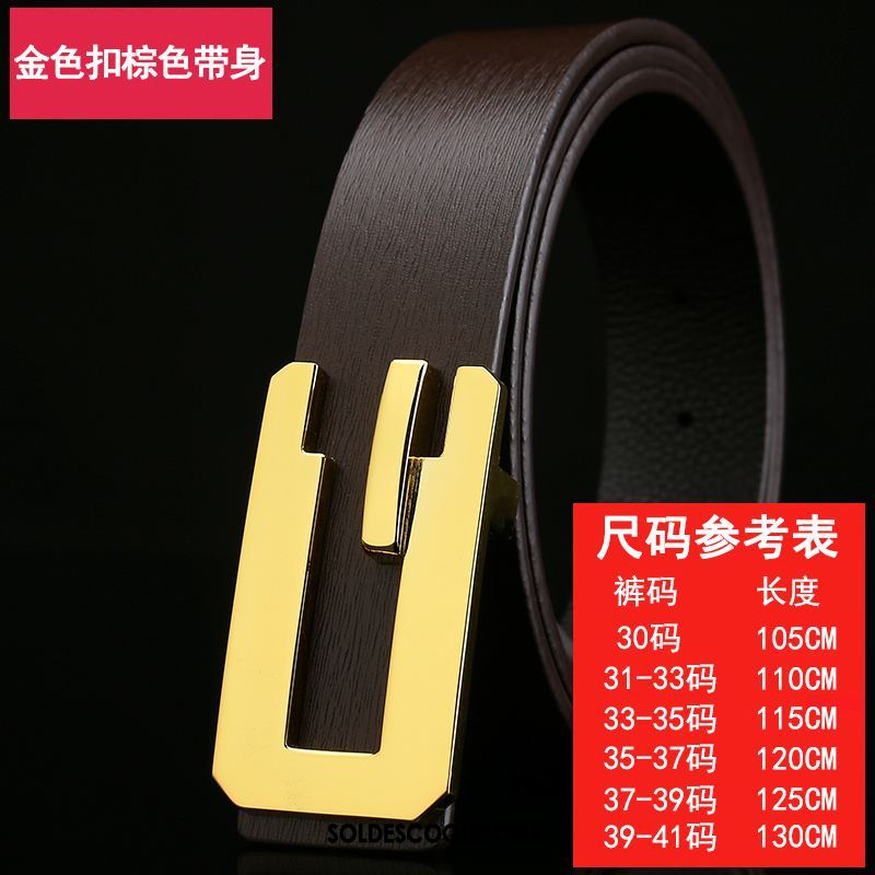 Ceinture Homme Noir Loisir Tendance Couche De Tête Pure Pas Cher