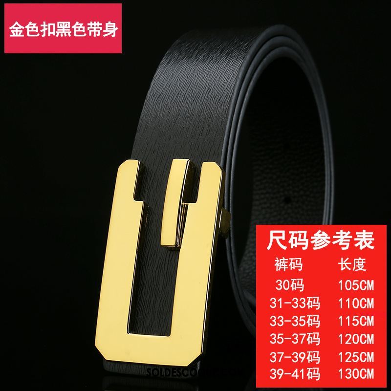 Ceinture Homme Noir Loisir Tendance Couche De Tête Pure Pas Cher