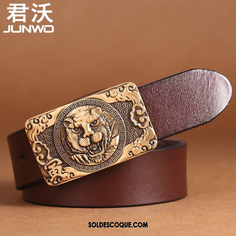 Ceinture Homme Personnalité Loisir Rétro Pure Cuir De Vache Soldes