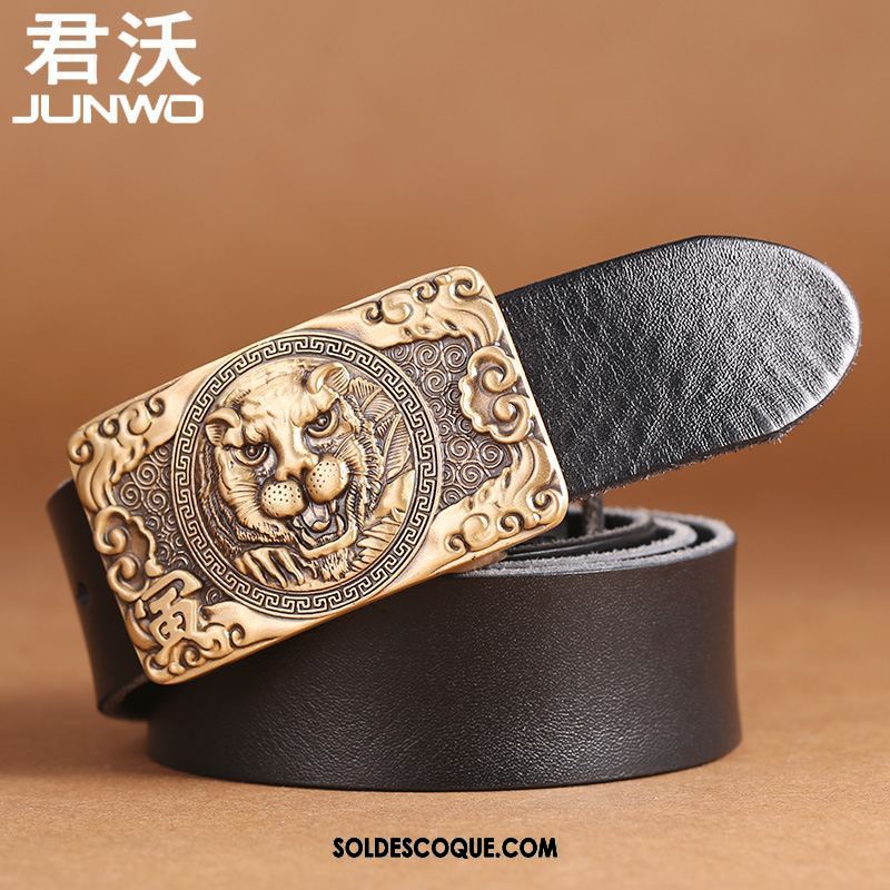 Ceinture Homme Personnalité Loisir Rétro Pure Cuir De Vache Soldes