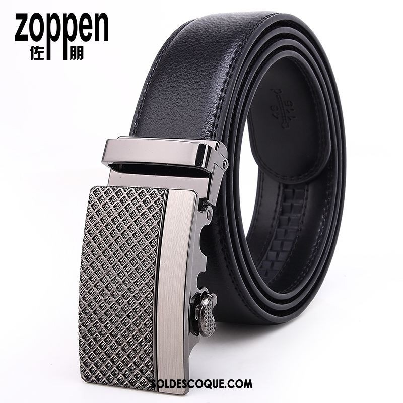 Ceinture Homme Pure Noir Entreprise Jeunesse Boucle Automatique Soldes