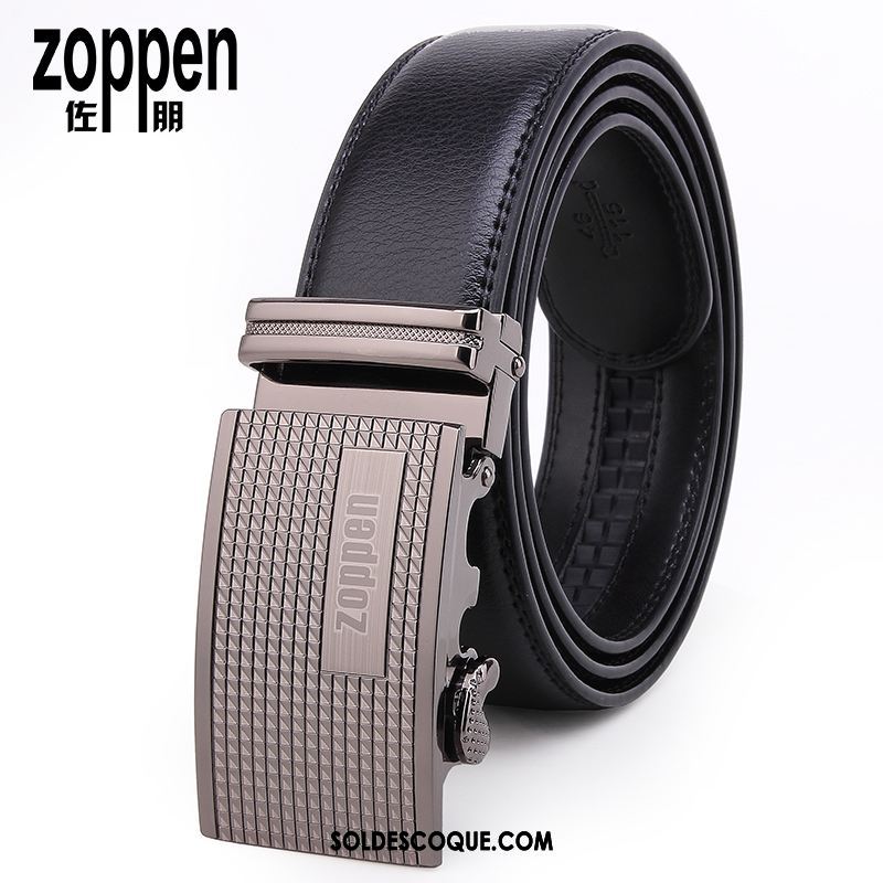 Ceinture Homme Pure Noir Entreprise Jeunesse Boucle Automatique Soldes