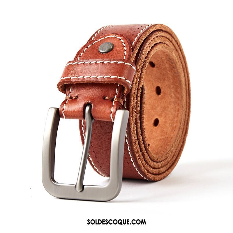 Ceinture Homme Rouge Boucle Jeunesse Cuir Véritable Cuir De Vache Pas Cher