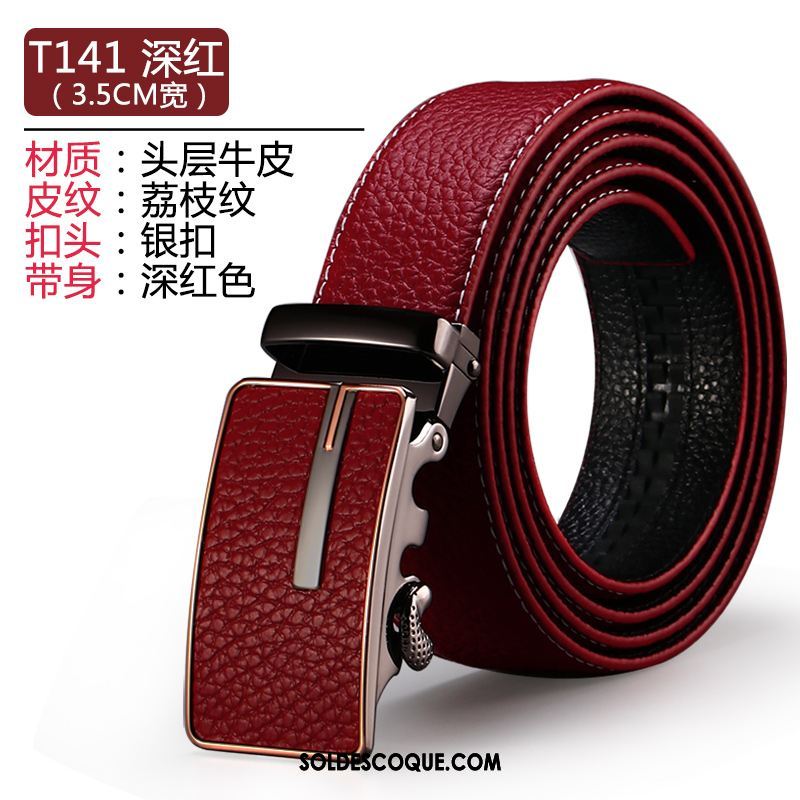 Ceinture Homme Rouge Cadeau Cuir Véritable Pure Cuir De Vache France