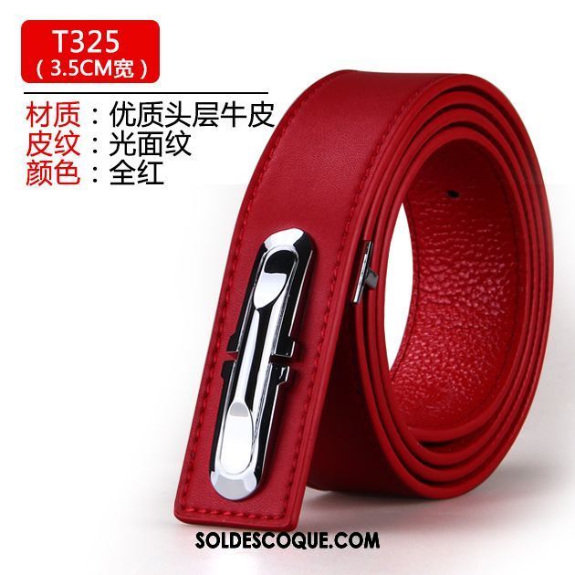 Ceinture Homme Rouge Pure Cuir Véritable Cuir De Vache Modèles Féminins Soldes