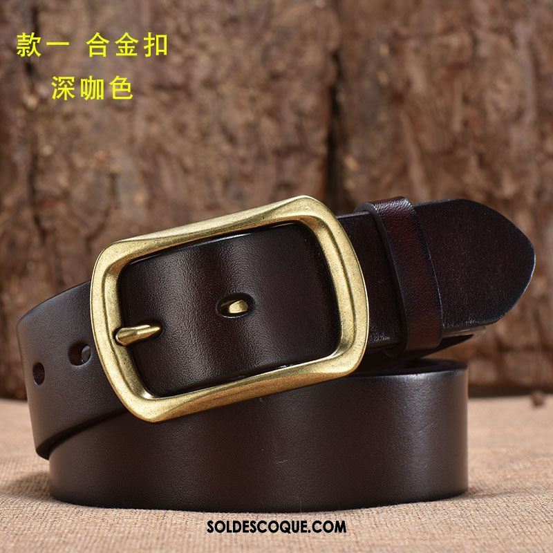 Ceinture Homme Rouge Pure Cuir Véritable Cuir De Vache Âge Moyen Pas Cher