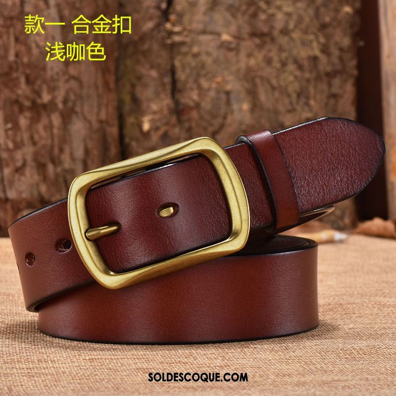 Ceinture Homme Rouge Pure Cuir Véritable Cuir De Vache Âge Moyen Pas Cher