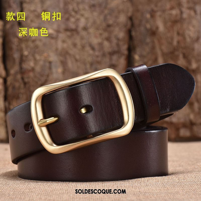 Ceinture Homme Rouge Pure Cuir Véritable Cuir De Vache Âge Moyen Pas Cher