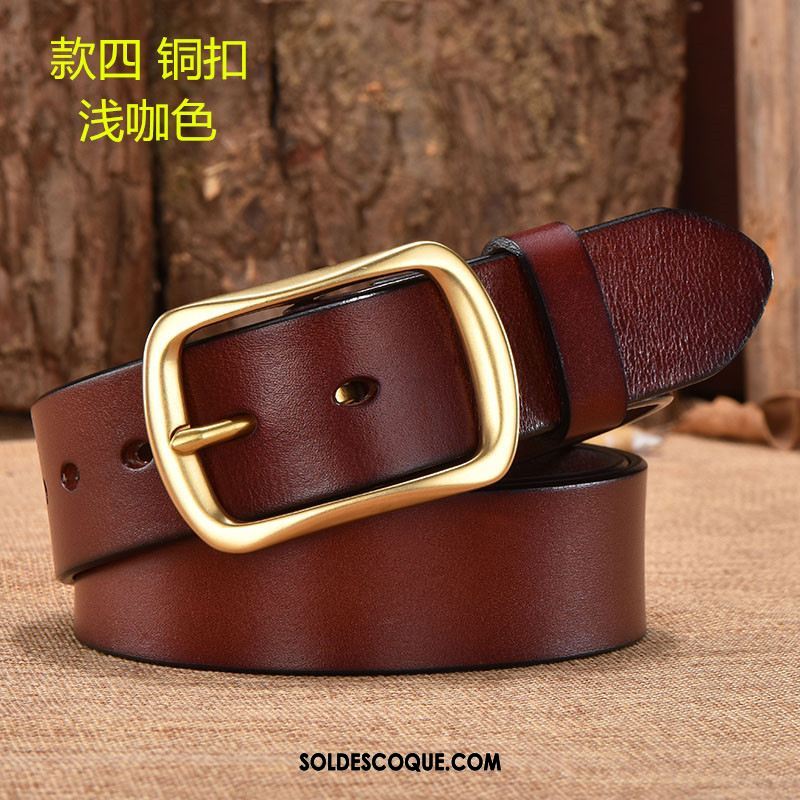 Ceinture Homme Rouge Pure Cuir Véritable Cuir De Vache Âge Moyen Pas Cher