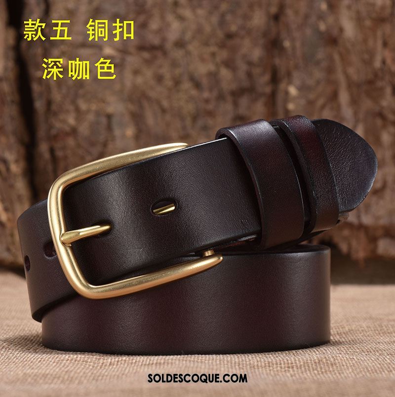 Ceinture Homme Rouge Pure Cuir Véritable Cuir De Vache Âge Moyen Pas Cher