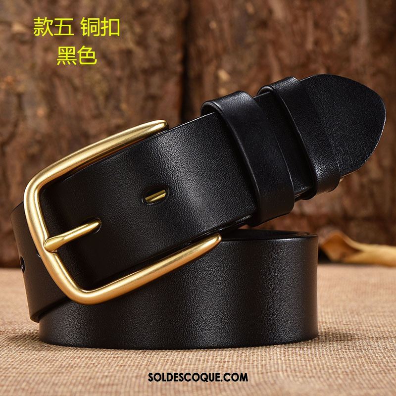 Ceinture Homme Rouge Pure Cuir Véritable Cuir De Vache Âge Moyen Pas Cher