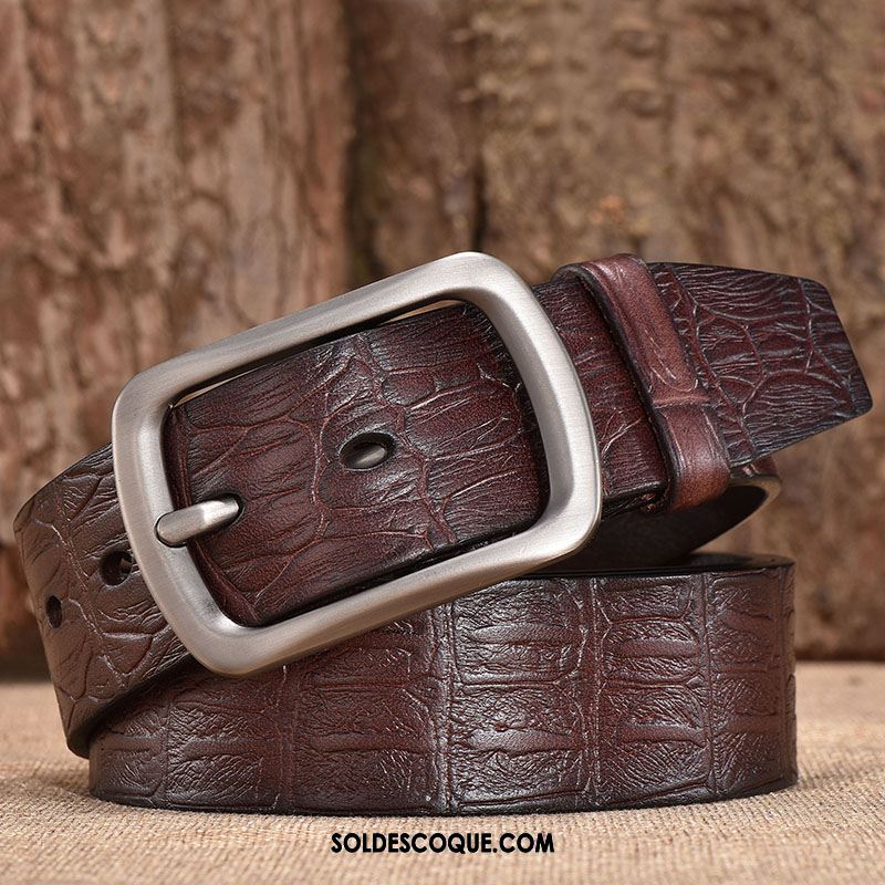 Ceinture Homme Rouge Pure Cuir Véritable Cuir De Vache Âge Moyen Pas Cher