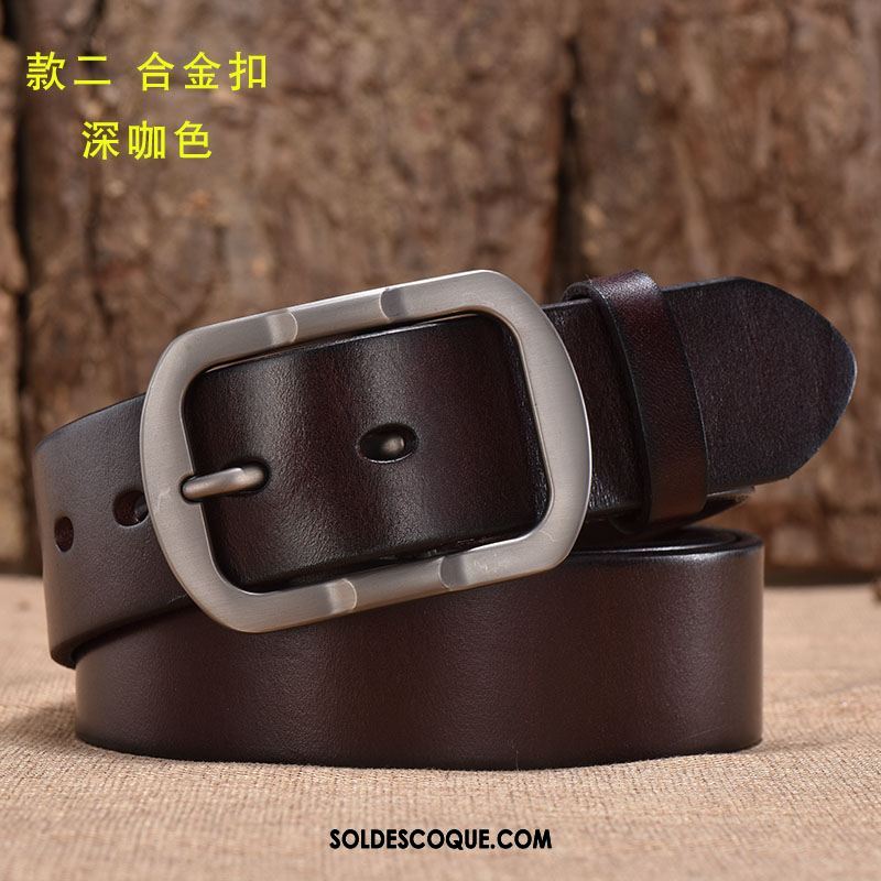 Ceinture Homme Rouge Pure Cuir Véritable Cuir De Vache Âge Moyen Pas Cher