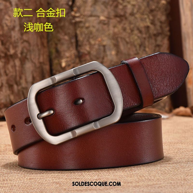 Ceinture Homme Rouge Pure Cuir Véritable Cuir De Vache Âge Moyen Pas Cher