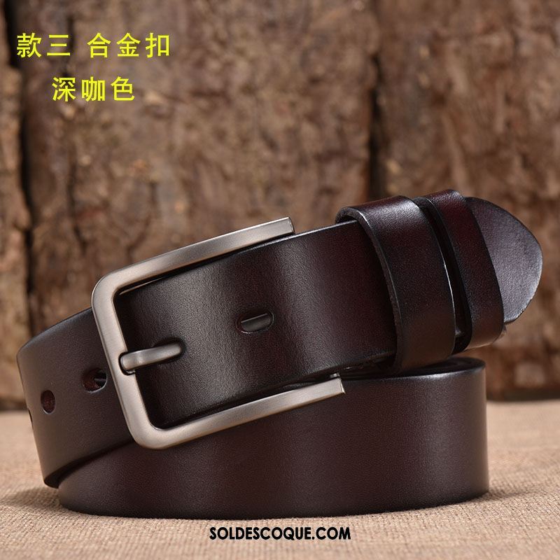 Ceinture Homme Rouge Pure Cuir Véritable Cuir De Vache Âge Moyen Pas Cher