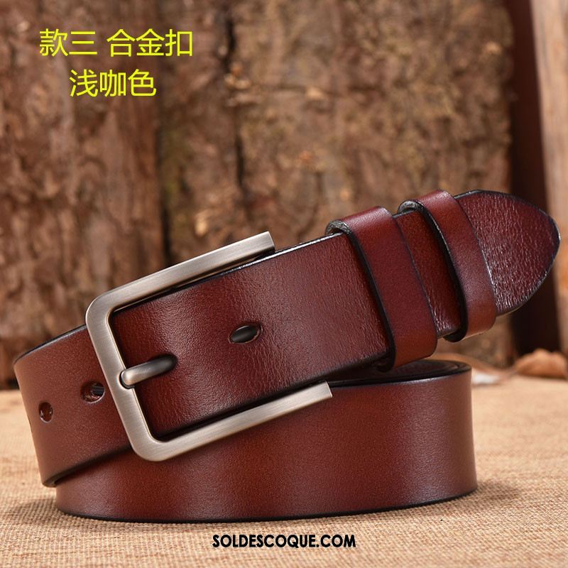 Ceinture Homme Rouge Pure Cuir Véritable Cuir De Vache Âge Moyen Pas Cher